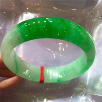 Purple cold old pit jade bracelet ice seed floating green Burmese old pit jade bracelet Emperor green wide version jade bracelet