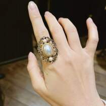 c (ST) new retro palace pearl carved with opening ring