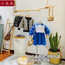 Dry branches solid wood hanging clothes rod clothing store display rack womens simple window wall ceiling hanging clothes drying
