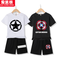 Boy short sleeve suit 2022 new children shipped in summer clothes CUHK Tong Shuai Handsome Gas Pure Cotton Summer Tide