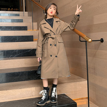next sara girl trench coat 2021 autumn boy English style double-breasted long coat childrens coat