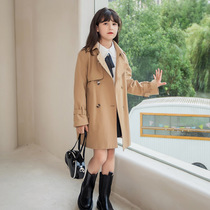 next sara girls windbreaker 2021 new autumn childrens middle child English style long foreign style coat