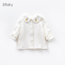 Elfairy baby base shirt girls Autumn white shirt cotton coat spring and autumn baby undercover women