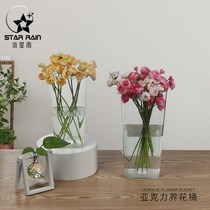 ins wind deep water flowers wake up flower bucket Acrylic transparent florist special large household square flower arrangement tube decoration