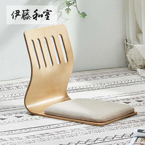 Tatami and room chair curved wooden chair lazy bench bed chair solid wood dormitory floating window legeless backrest chair