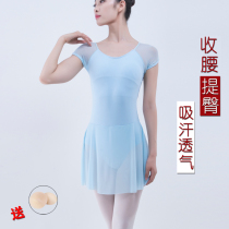 Ballet skirt adult netting short-sleeved dance training clothes women's form gymnastics basic training training teachers perform jumpsuits