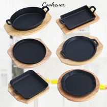 High-grade thick Western food teppanyaki induction cooker barbecue pot Japanese rectangular fried steak non-stick plate commercial household