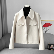 2023 Spring and Autumn New Short Little Fur Dress White - coat Sheep - skin Cover