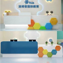 Early education paint front desk Kindergarten training institution reception desk Cashier Education art front desk table bar customization