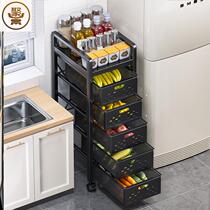 Kitchen storage rack household floor-to-floor multi-layer slit storage multifunctional drawer fruit and vegetable basket