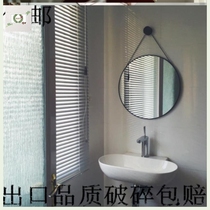 Bathroom mirror hole-free bathroom simple elliptical black frame hanging wall frame Simple small toilet grooming mirror mirror