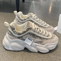 Hong Kong light luxury series~2021 summer and autumn new feet show small printing Daddy shoes women thick bottom increase wild