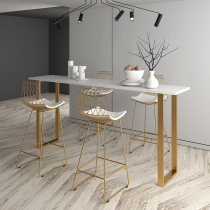 Nordic marble bar table and chair against the wall high-legged table Net red milk tea shop table and chair Household bay window balcony long table