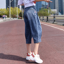  Shorts womens six-point pants womens thin high-waist three-point pants 2021 new five-point jeans womens lantern breeches summer