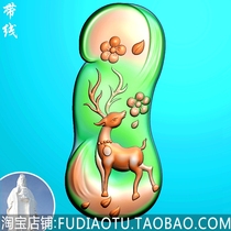 Conformal Sika Deer Fine Carving JDP Gray Drawing BMP Relief Drawing Jade Carving Drawing Small Petal Leaves