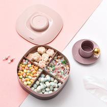Nordic Creative Double Grid Candy Box Home Dried Fruit Box Fruit Plate Living Room Tea Table Snack Melon Seed Box with Cover