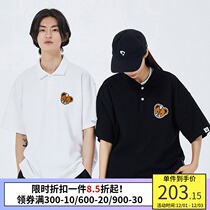 PSO Brand bear bear embroidered short sleeve polo shirt men 2021 new couple summer dress lapel shirt