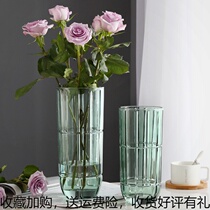 Light luxury glass vase transparent ornaments modern simple simple decorations Nordic dining table home vase creative