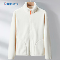 Double Face Coral Suede Grip Suede Jacket Woman Assault Jacket Liner Spring Autumn Winter Thickened Warm Rocking Grain Suede Jacket Male two sides wear