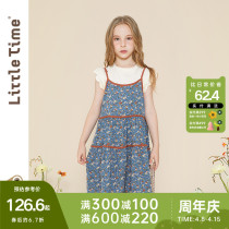 littletime girl crushed floral pendant with skirt suit summer dress girl fresh CUHK children braces for two sets