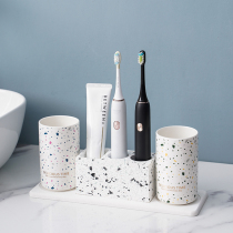 Minimalist electric toothbrush holder seat Nordic washstand Drain Silicon Algae Clay Mouthwash Cup Pendulum Table containing set of objects