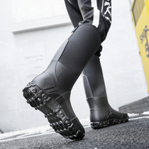 2021 new men wear waterproof non-slip rain shoes high cylinder rubber shoes construction site water shoes fishing fashion rain boots