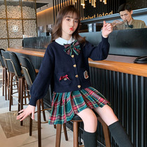 Girls jk uniform skirt set genuine primary school sweater three-piece autumn new childrens college style autumn dress