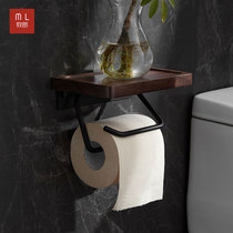 Punch-free bathroom tissue box rack toilet creative light luxury toilet walnut solid wood wall-mounted roll paper holder