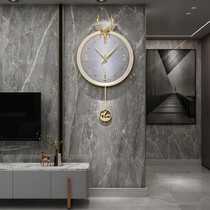 Nordic light luxury deer head clock wall clock modern simple home dining room wall clock personality fashion creative clock