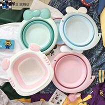 Cute cartoon foldable washbasin girl student dormitory portable travel home basin cleaning Basin