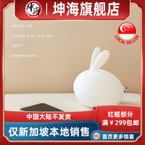 Three live charging silicone night light rabbit colorful energy-saving bedroom bedside children baby Singapore local delivery