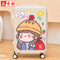 Cartoon cute suitcase suitcase sticker shaking sound with the same worker trolley box wall decoration sticker waterproof