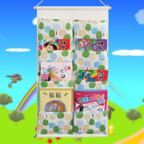 Kindergarten reading area book bag hanging wall learning storage bag canvas hanging bag picture book word card childrens work Display