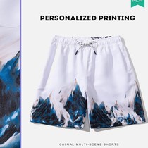 Tide Cards Beach Pants Men Speed Dry China Wind Print Loose Double intranet shorts anti-awkward casual 50% pants