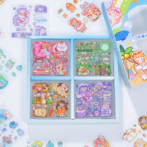 100 hand account sticker set Bud Bud club waterproof non-trace sticker water Cup decoration small pattern ins Wind girl heart cute Korean cartoon hand book material thermos cup mobile phone sticker