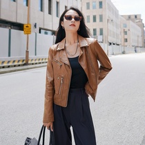  Net red leather jacket womens 2021 spring and autumn new short suit pu leather motorcycle jacket small Korean version of the tide