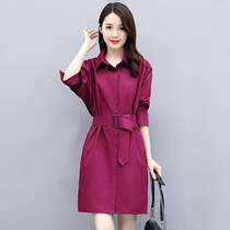 Dress Womens Spring and Autumn long sleeves 2021 spring dress new waist age slim temperament early autumn shirt skirt