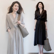 Special size 300 Jin new size womens fat mm jumpsuit skirt long skirt thin temperament age age cover meat autumn