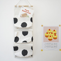  Vitality corner Korea ins simple three-point three-grid hanging bag Dormitory room wall fabric storage hanging bag
