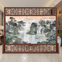 New Chinese solid wood entrance screen partition Living room office Hotel lobby landscape mobile decoration seat screen