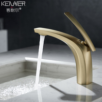 Guest-Resistant Wire Drawing Gold All Copper Toilet Bath Cabinet Washbasin Creative Light Extravagant Terrace Basin hot and cold tap
