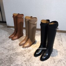 2021 Winter new real cowhide H home high boots flat bottom long womens boots straight kelly Knight boots