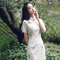 Tide brand cheongsam French young girl retro long modified version dress 2021 summer little man