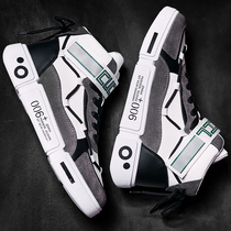 2022 spring new high help canvas wave shoes trendy breathable mens shoes 100 hitch casual sports board shoes to help cloth shoes