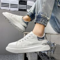 Antarctic Mens Shoes Summer Leisure Breathable Interior Increased Thick Floor McQueen Small White trendy shoes Korean version of Joker Low Board Shoes