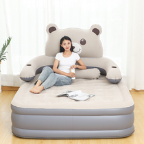 Inflatable mattress floor lazy bed household double air cushion bed single backrest folding bed single height and thickening