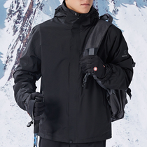 Winter outdoor assault clothing men's detachable three-in-one plus velvet padded soft shell coat large size cold-proof ski clothing women