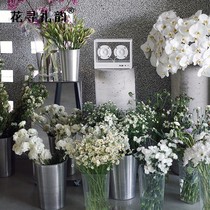 Aluminum barrel Stainless Steel Flower Barrel Flowers Flowers Breadbasket Home Flower Shop Awakening Tub Flower Art Iron Bucket Vase