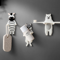 Creative animal sticky hook Cute cartoon strong incognito key hook door back bathroom refrigerator sticker free hole pylons