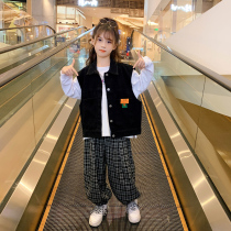 Girl Cowboys Machia 2022 new Korean version Children foreign air outside wearing a horse clip CUHK Tong Chun Autumn blouses jacket tide